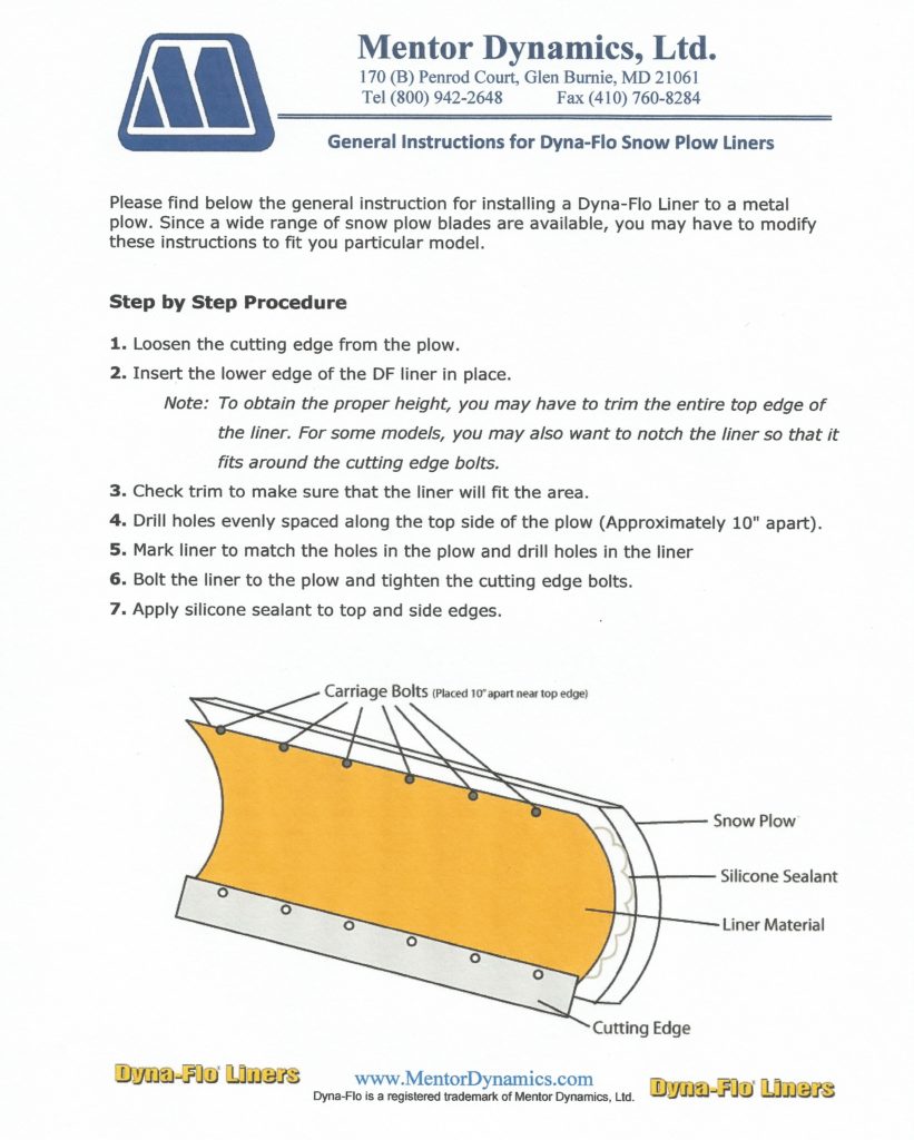 Light Duty Poly Snow Plow Liner Kit Snow Plow Liners